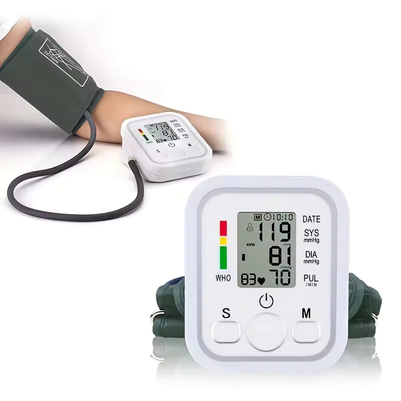 Electric Arm Blood Pressure Monitor – Digital Heart Rate & Pulse Meter with Backlight Display